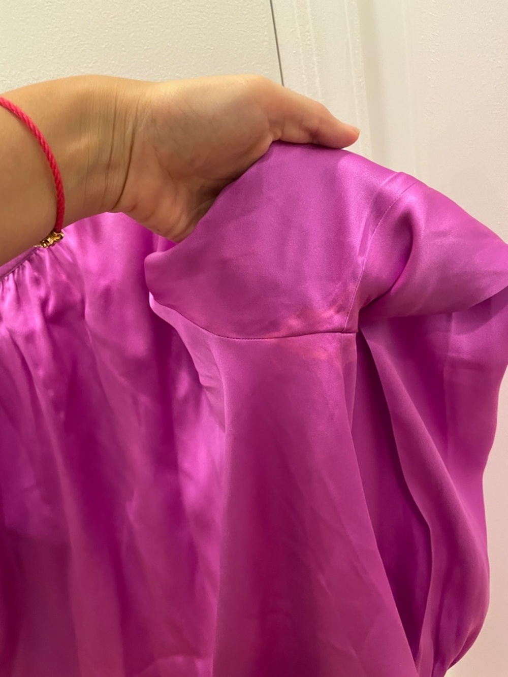 Vintage Saint Laurent Silk Tie-Neck Blouse in Fuchsia - Picture 12 of 13